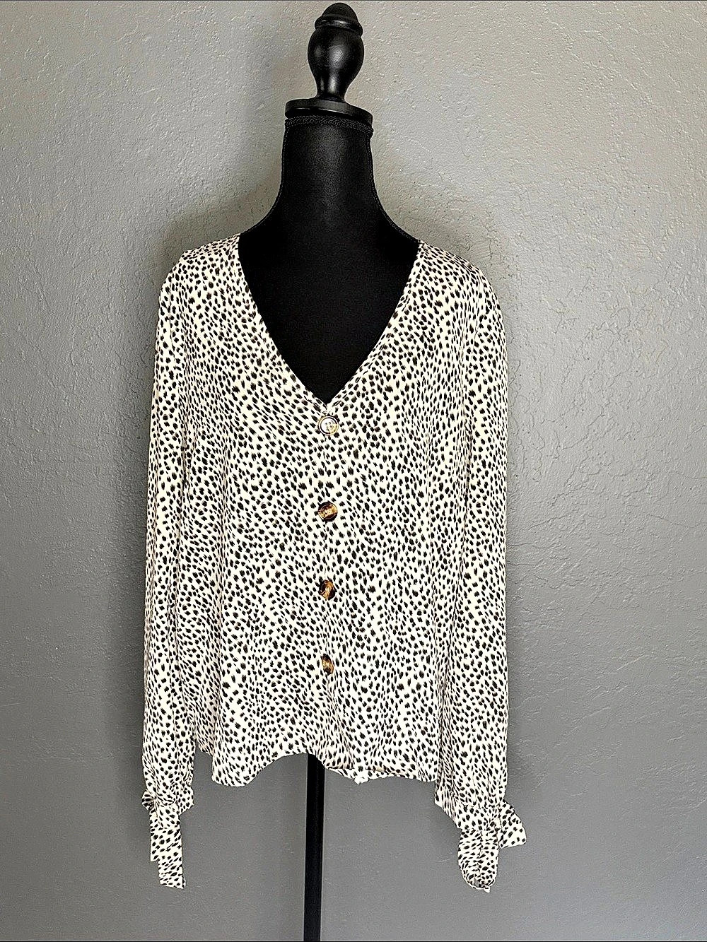 SHEIN Animal Print Tie-Sleeve Blouse